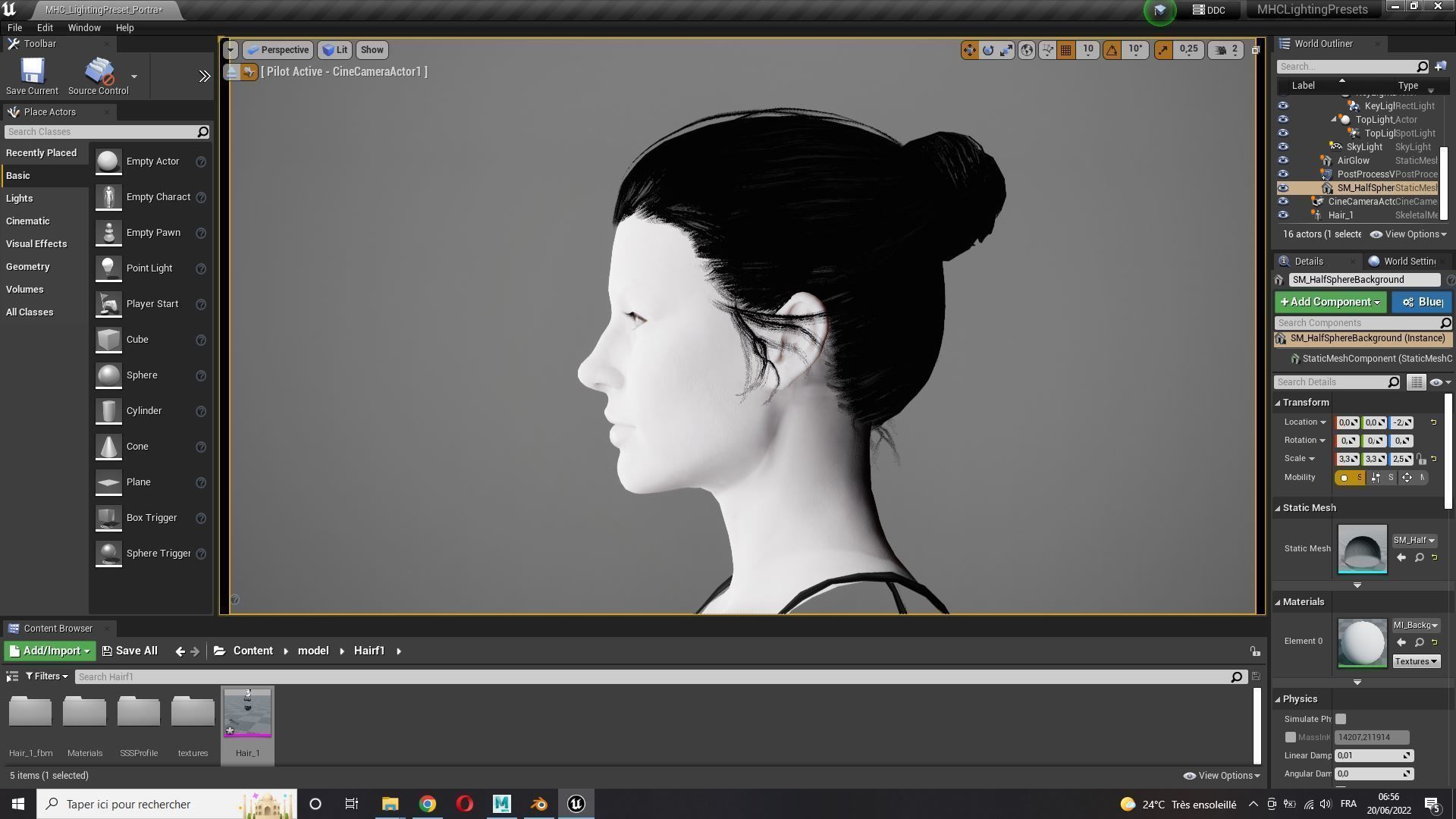 Free Realistic Female hair Free low-poly 3D model_14