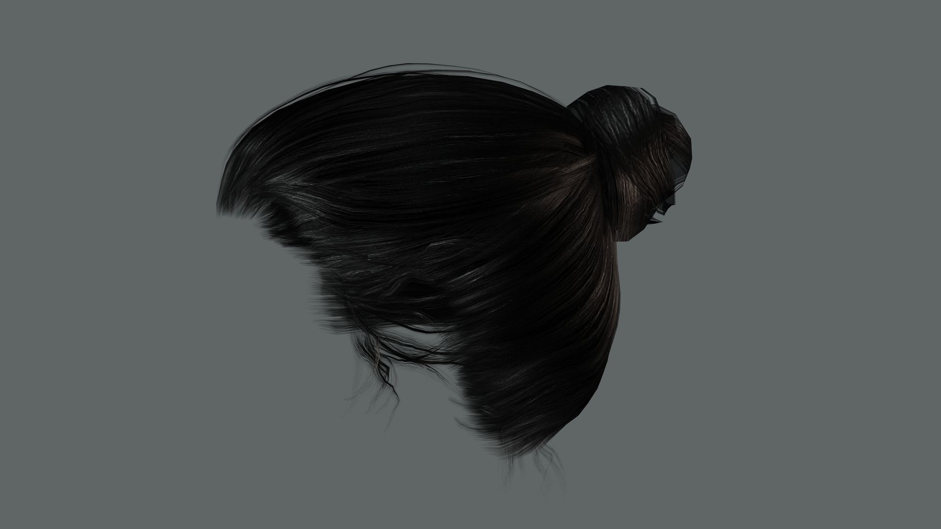 Free Realistic Female hair Free low-poly 3D model_8