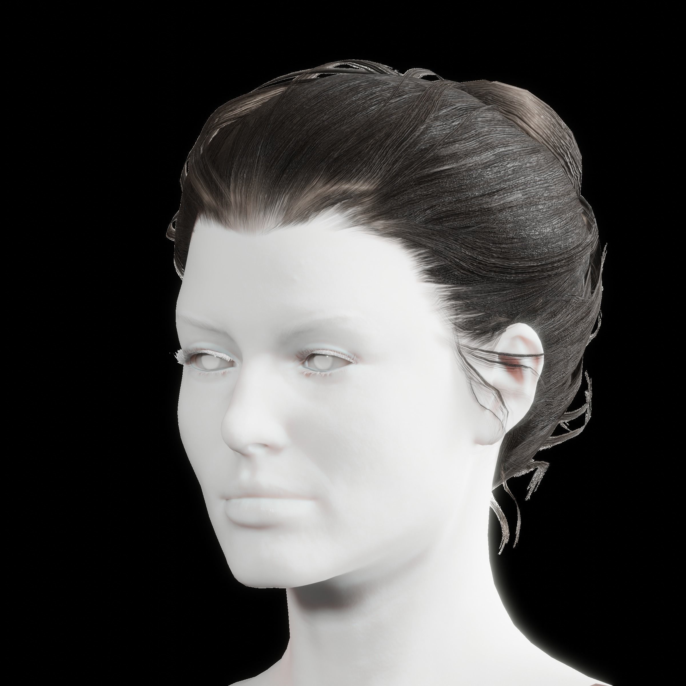 Free Realistic Female hair Free low-poly 3D model_12
