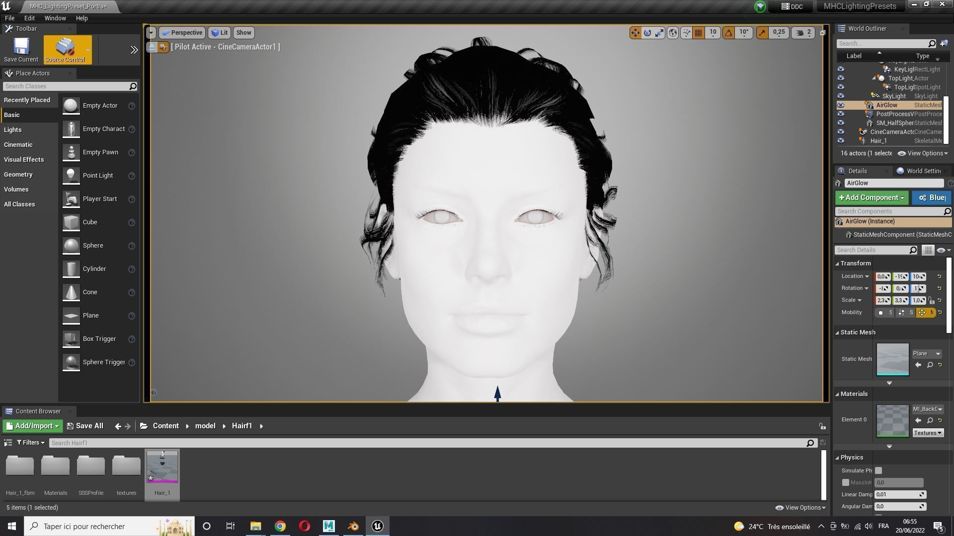 Free Realistic Female hair Free low-poly 3D model_13