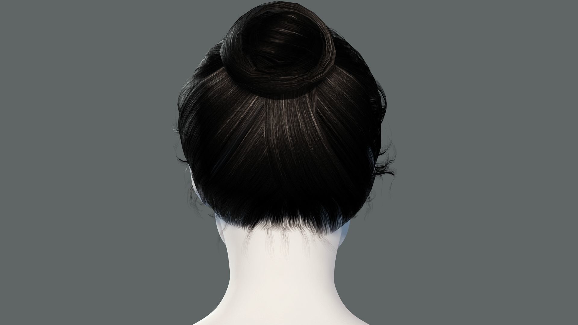 Free Realistic Female hair Free low-poly 3D model_6