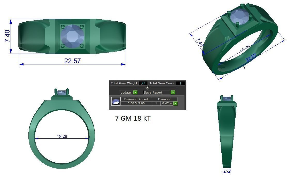 Solitaire Engagement Wedding Ring 3D print model_1