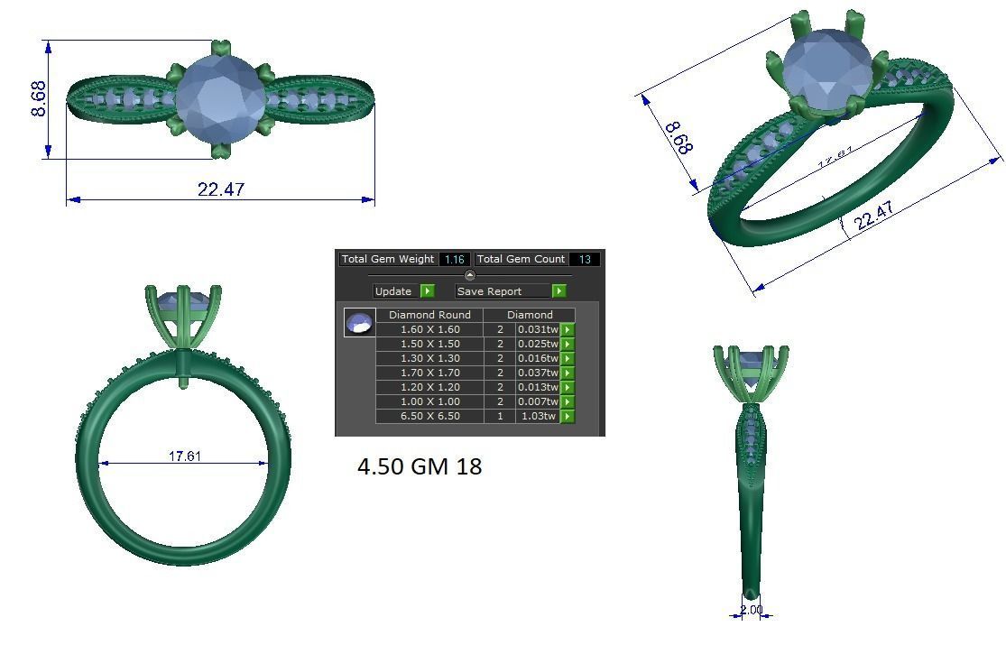 Solitaire Engagement Wedding Ring 3D print model_1