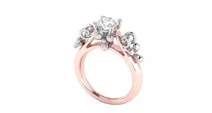 Solitaire Engagement Wedding Ring Flower Ring
