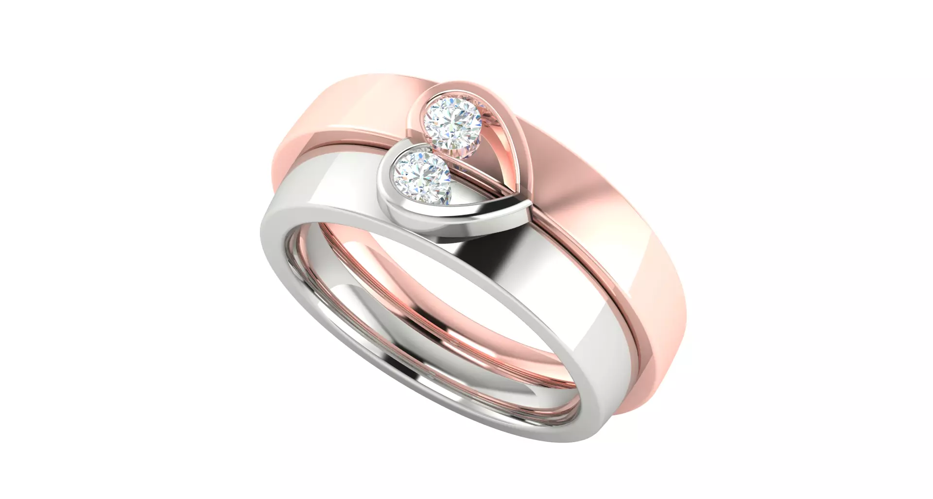 Solitaire Engagement Wedding Heart Ring 3D print model_0