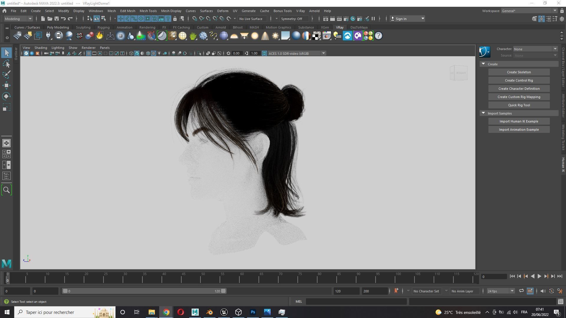 Realistic Female hair card 2 Low-poly 3D model_9