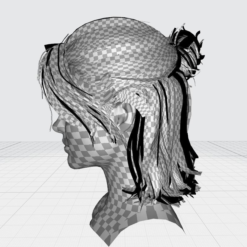 Realistic Female hair card 2 Low-poly 3D model_18