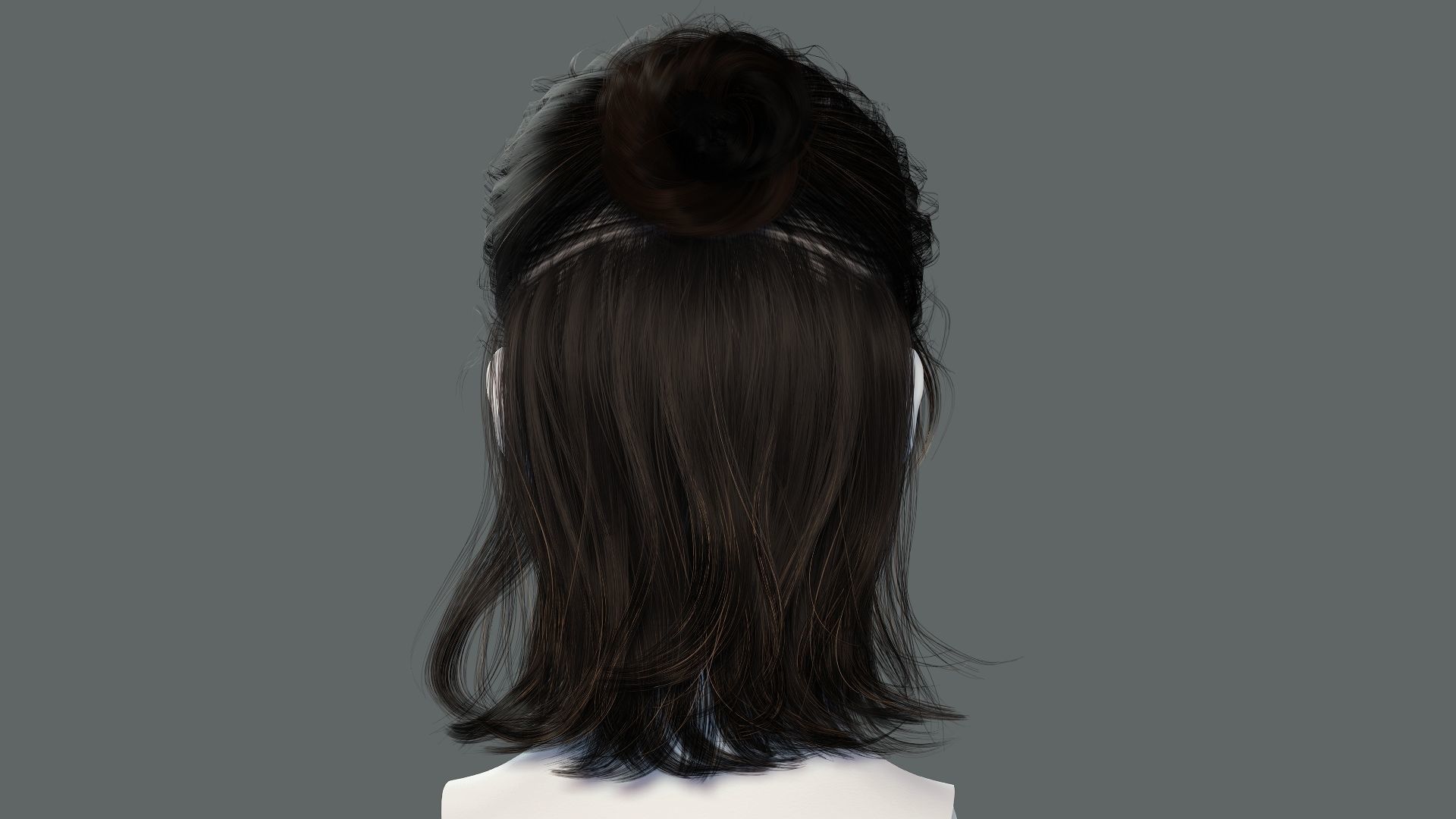 Realistic Female hair card 2 Low-poly 3D model_6