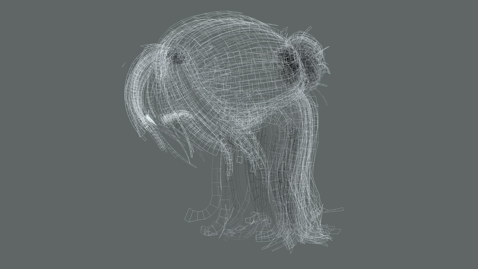 Realistic Female hair card 2 Low-poly 3D model_15