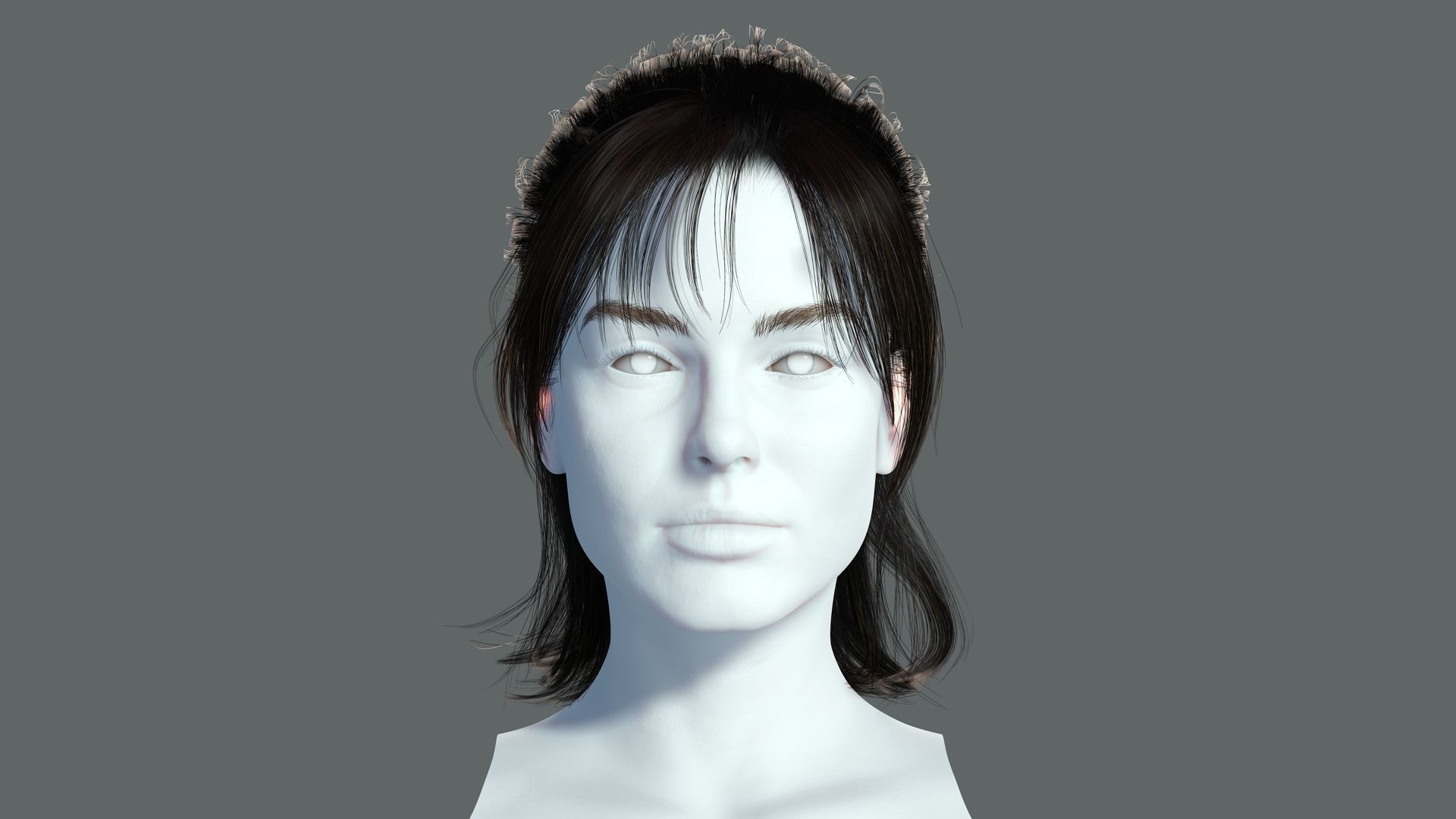 Realistic Female hair card 2 Low-poly 3D model_2
