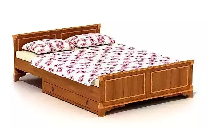 Retro Wooden Grained Bed