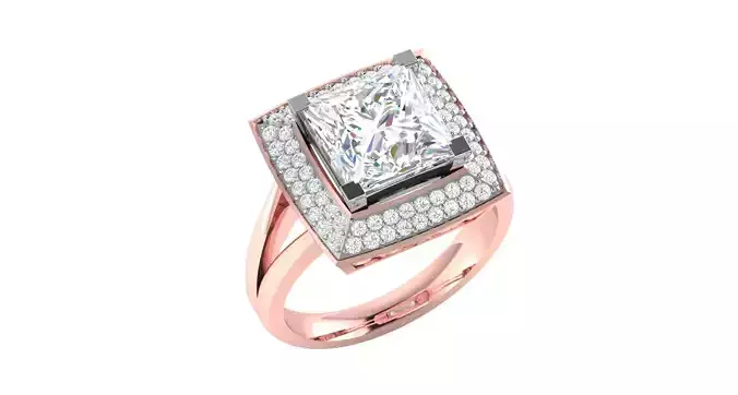 Solitaire Engagement Wedding Princess Ring 3D print model