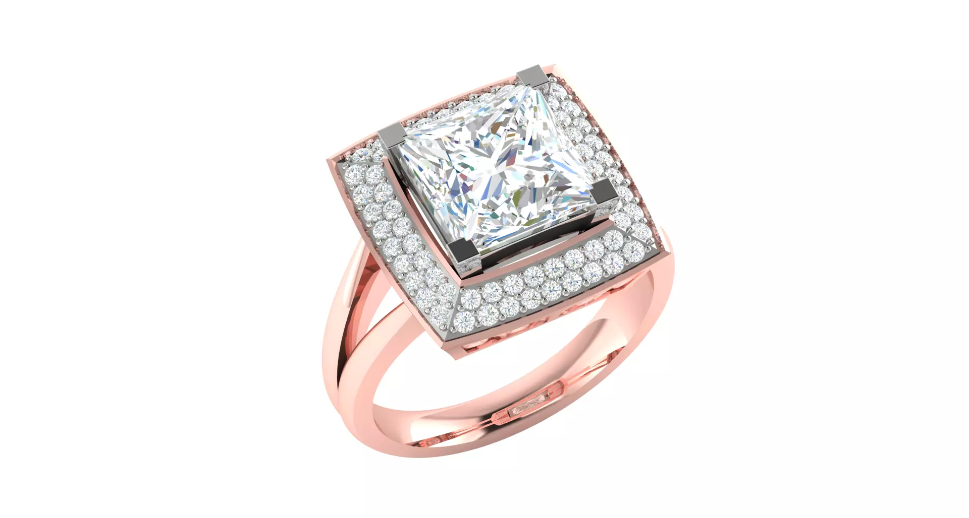Solitaire Engagement Wedding Princess Ring 3D print model_0