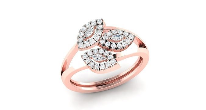 Solitaire Engagement Wedding Ring Cluster Flower Ring 3D print model