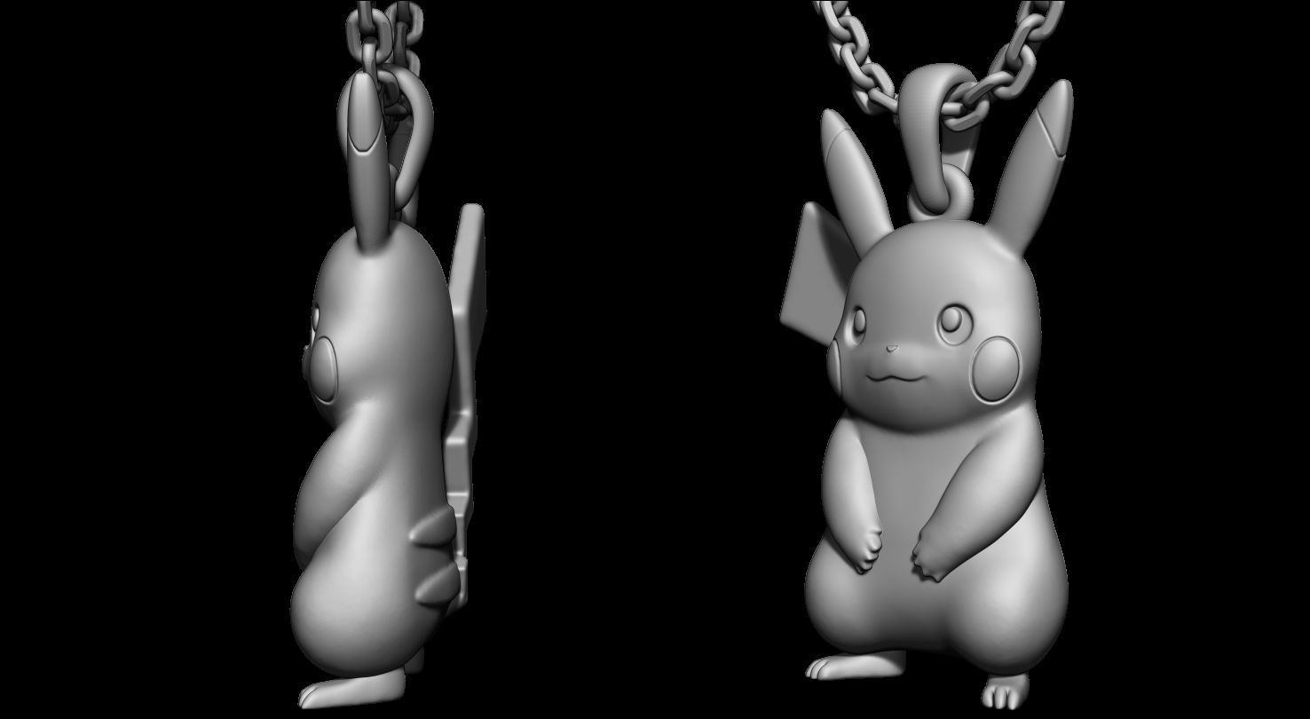 Pikachu pendant 3D print model_2