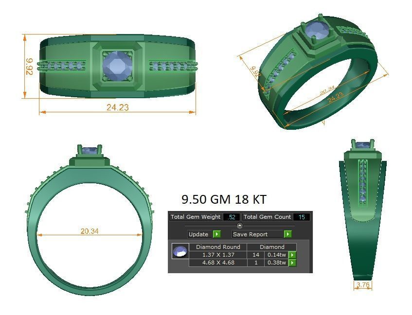 Solitaire Engagement Wedding Ring 3D print model_1