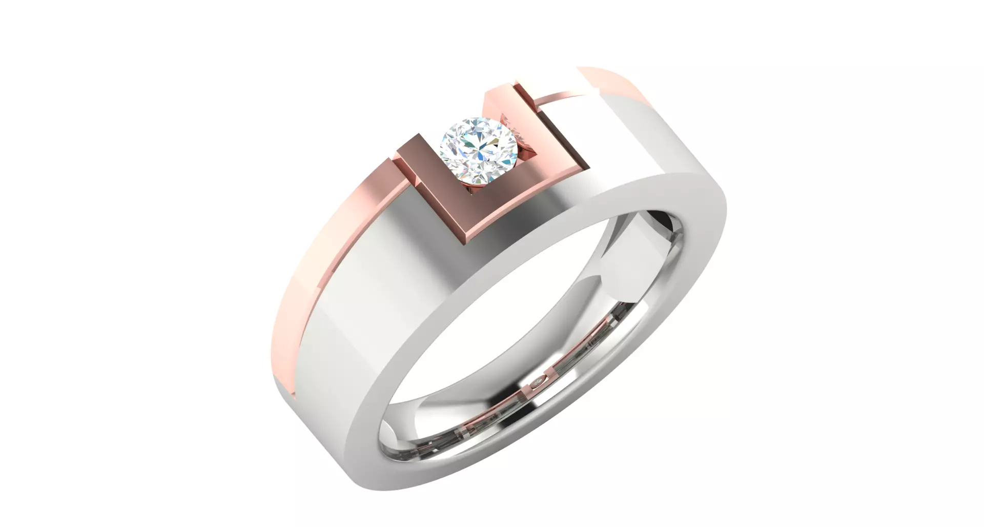 Solitaire Engagement Wedding Ring 3D print model_0