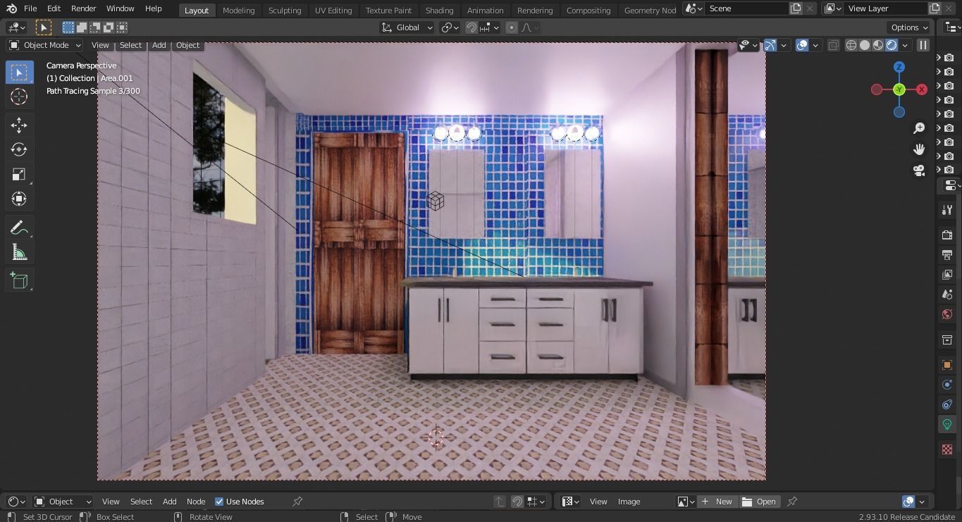 Blender 3d Bathroom Modeling Rendering In Eevee and Cycles 3D model_10