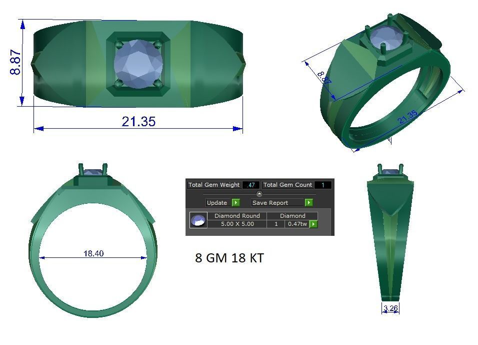 Solitaire Engagement Wedding Ring 3D print model_1