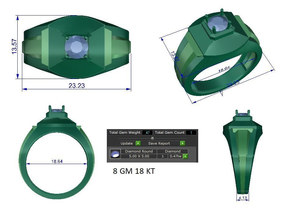 Solitaire Engagement Wedding Ring 3D print model_1
