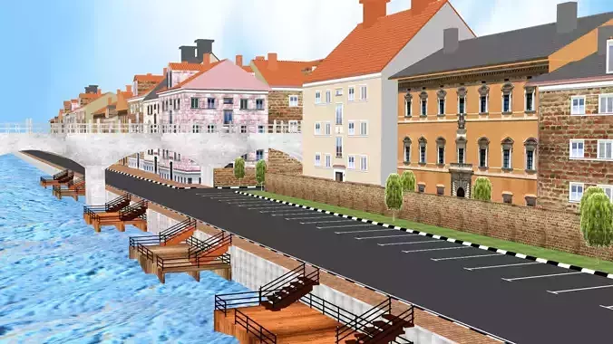 Low Poly Gaming Structures Kit 3D Model 2025