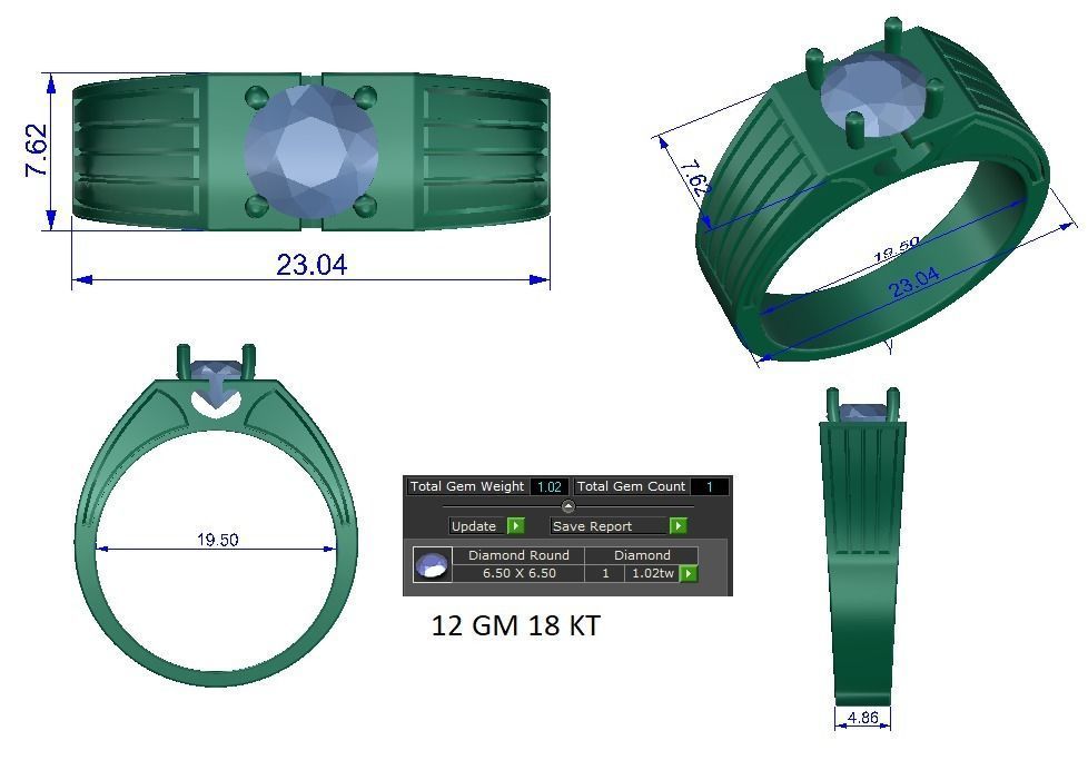 Solitaire Engagement Wedding Ring 3D print model_1