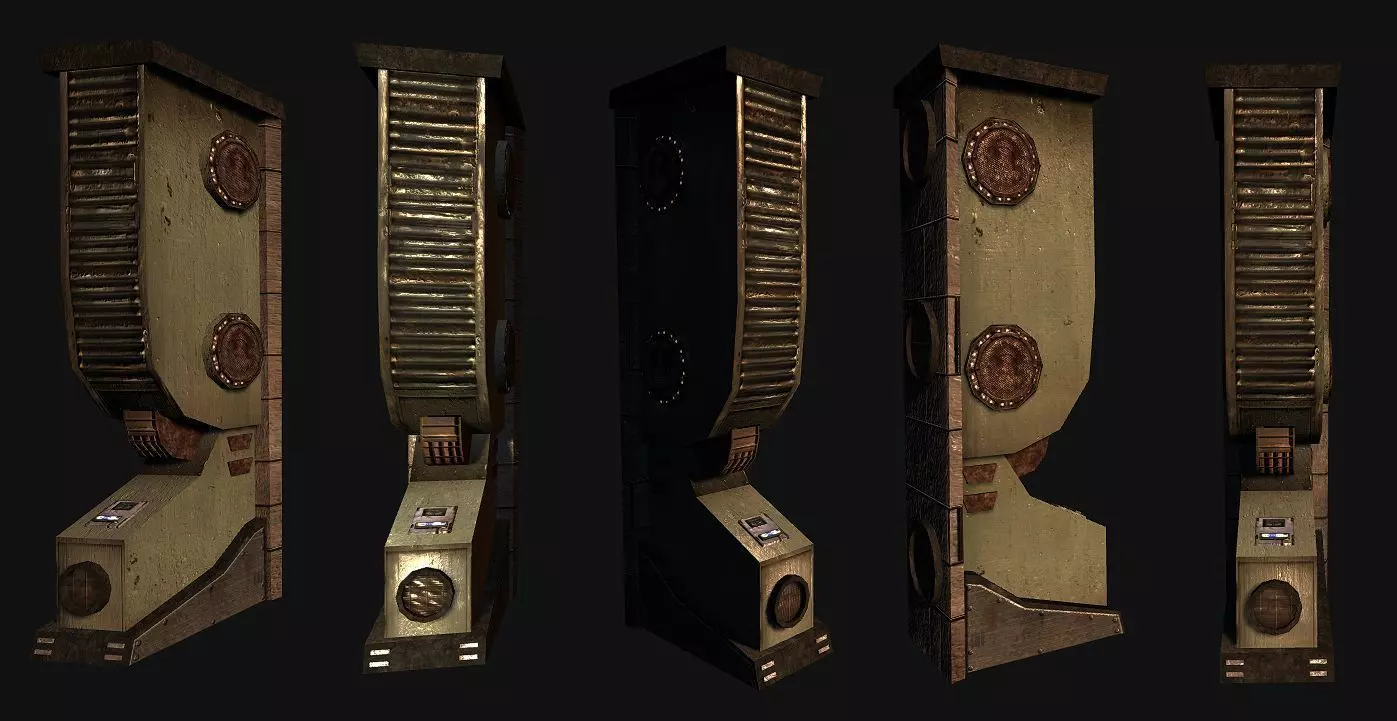 Sci Fi Wall Pillar Low-poly 3D model_0