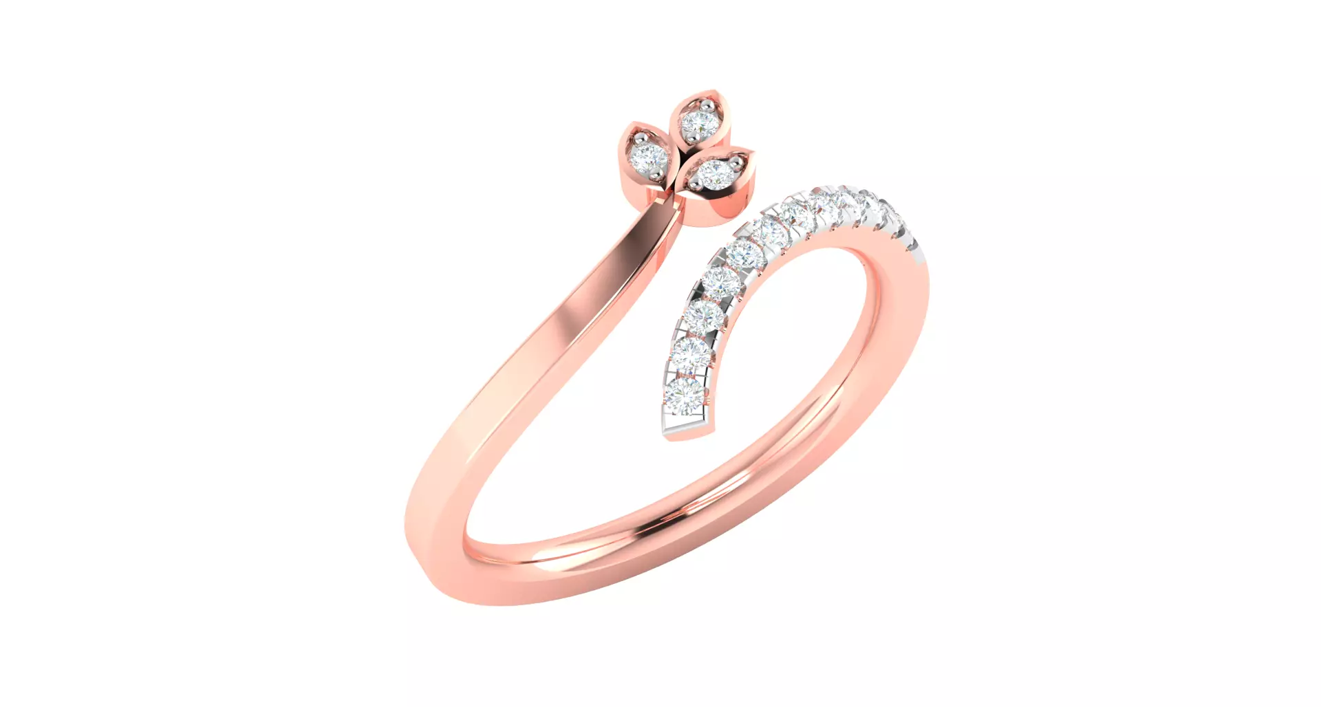 Solitaire Engagement Wedding Flower Ring 3D print model_0