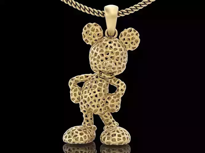 Micky mouse pendant  gold printable jewelry 3D model