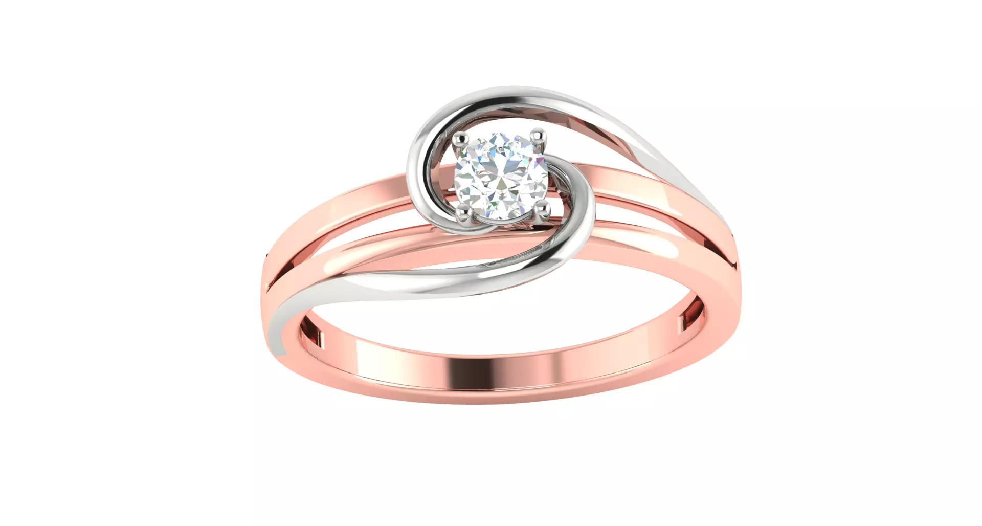 Solitaire Engagement Wedding Ring 3D print model_0