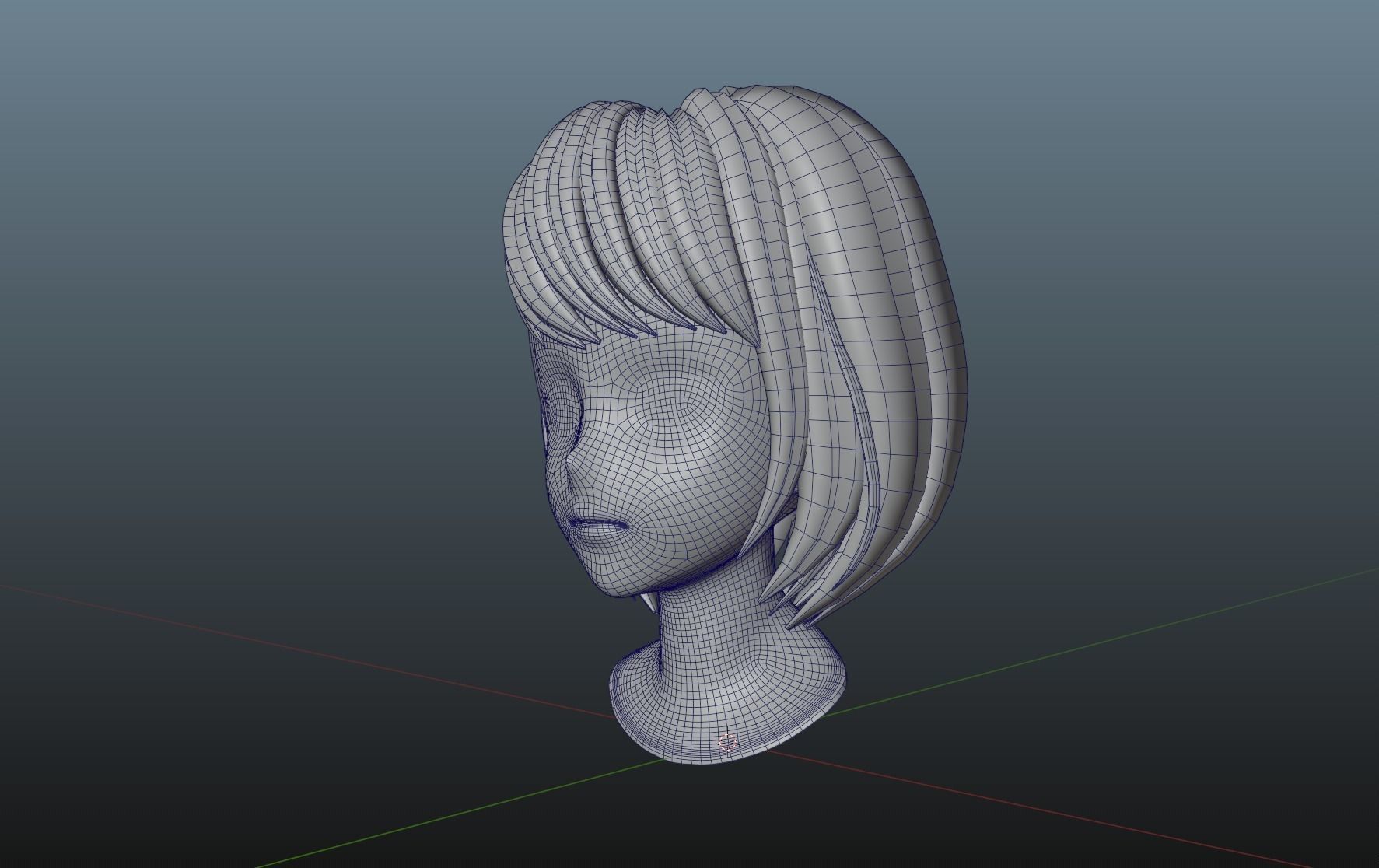 lowpoly hair for girl - woman v1 Low-poly 3D model_8