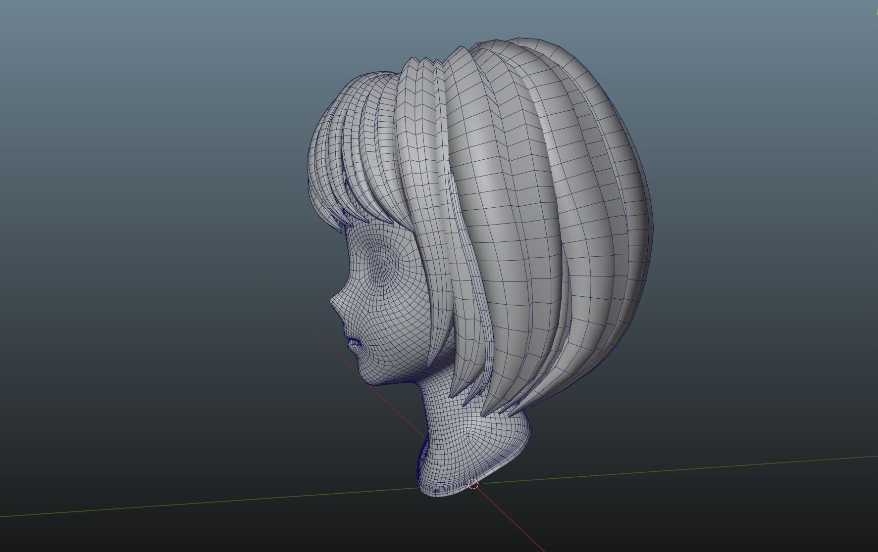 lowpoly hair for girl - woman v1 Low-poly 3D model_9