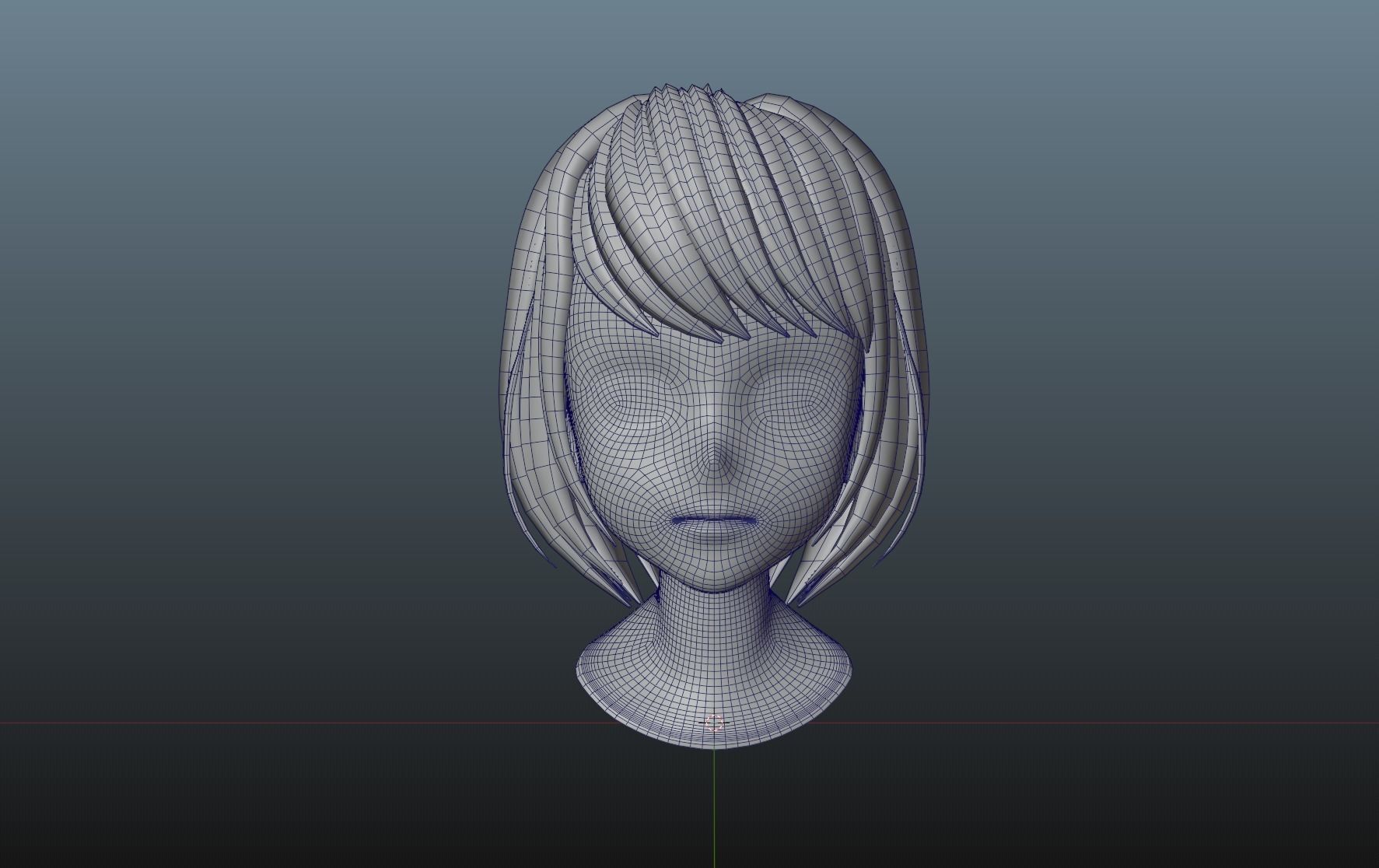 lowpoly hair for girl - woman v1 Low-poly 3D model_7