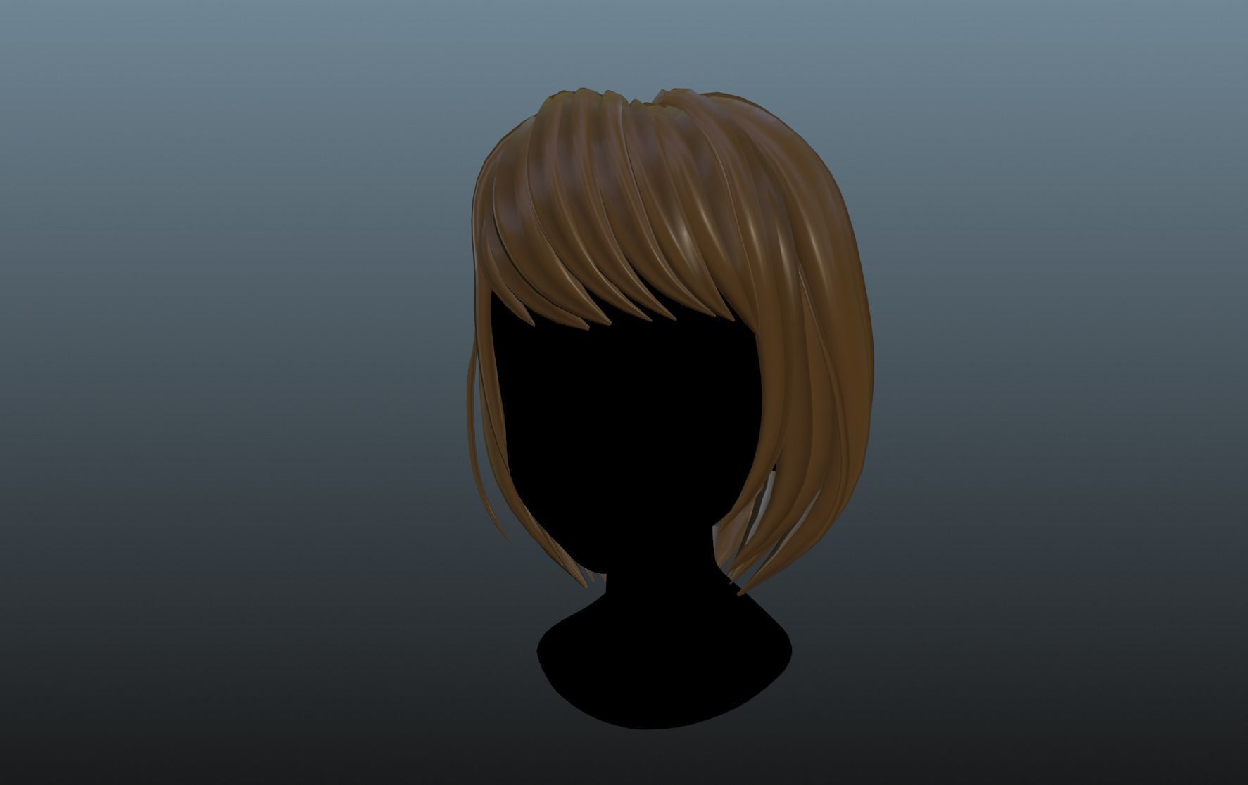lowpoly hair for girl - woman v1 Low-poly 3D model_2
