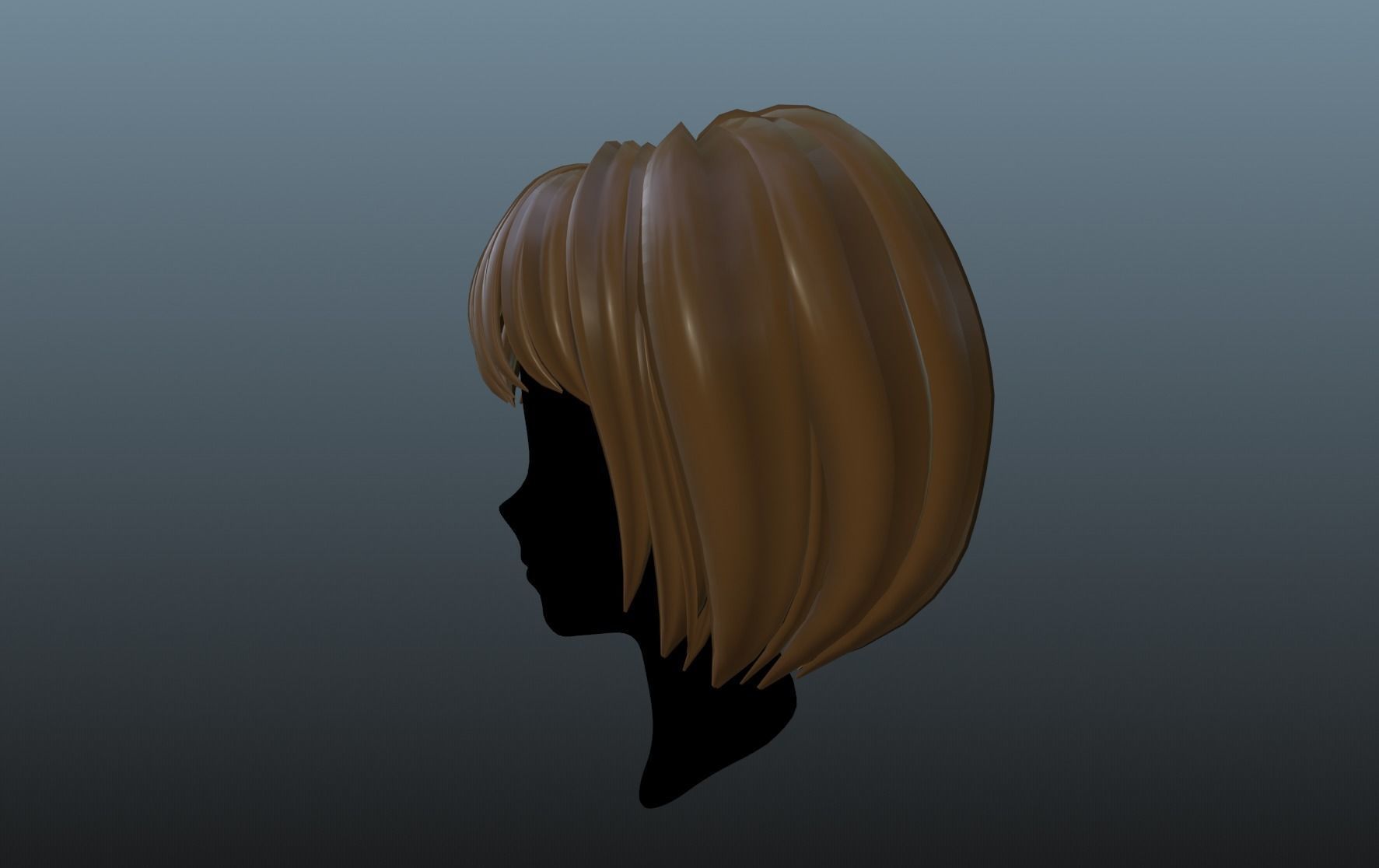 lowpoly hair for girl - woman v1 Low-poly 3D model_4
