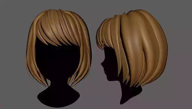 lowpoly hair for girl - woman v1 Low-poly 3D model