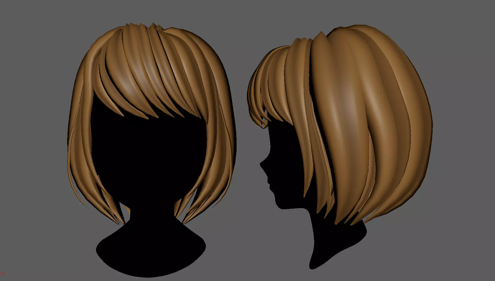lowpoly hair for girl - woman v1 Low-poly 3D model_0