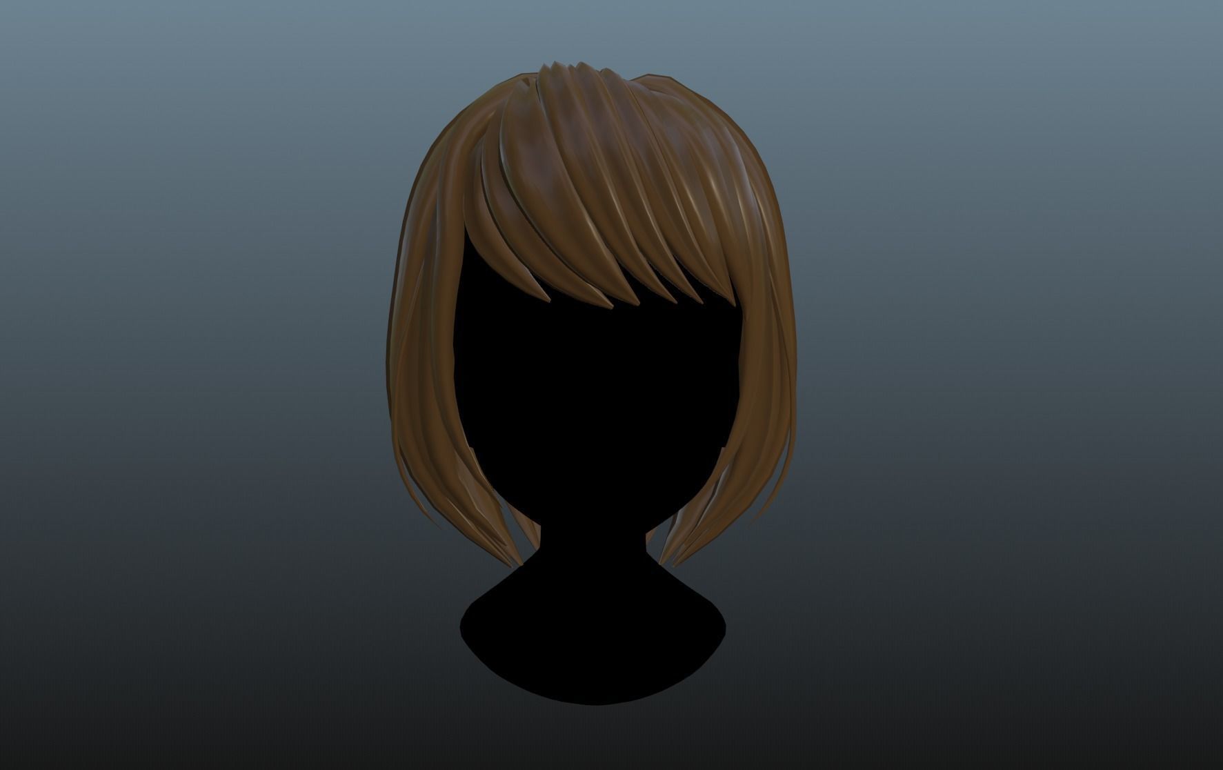 lowpoly hair for girl - woman v1 Low-poly 3D model_1