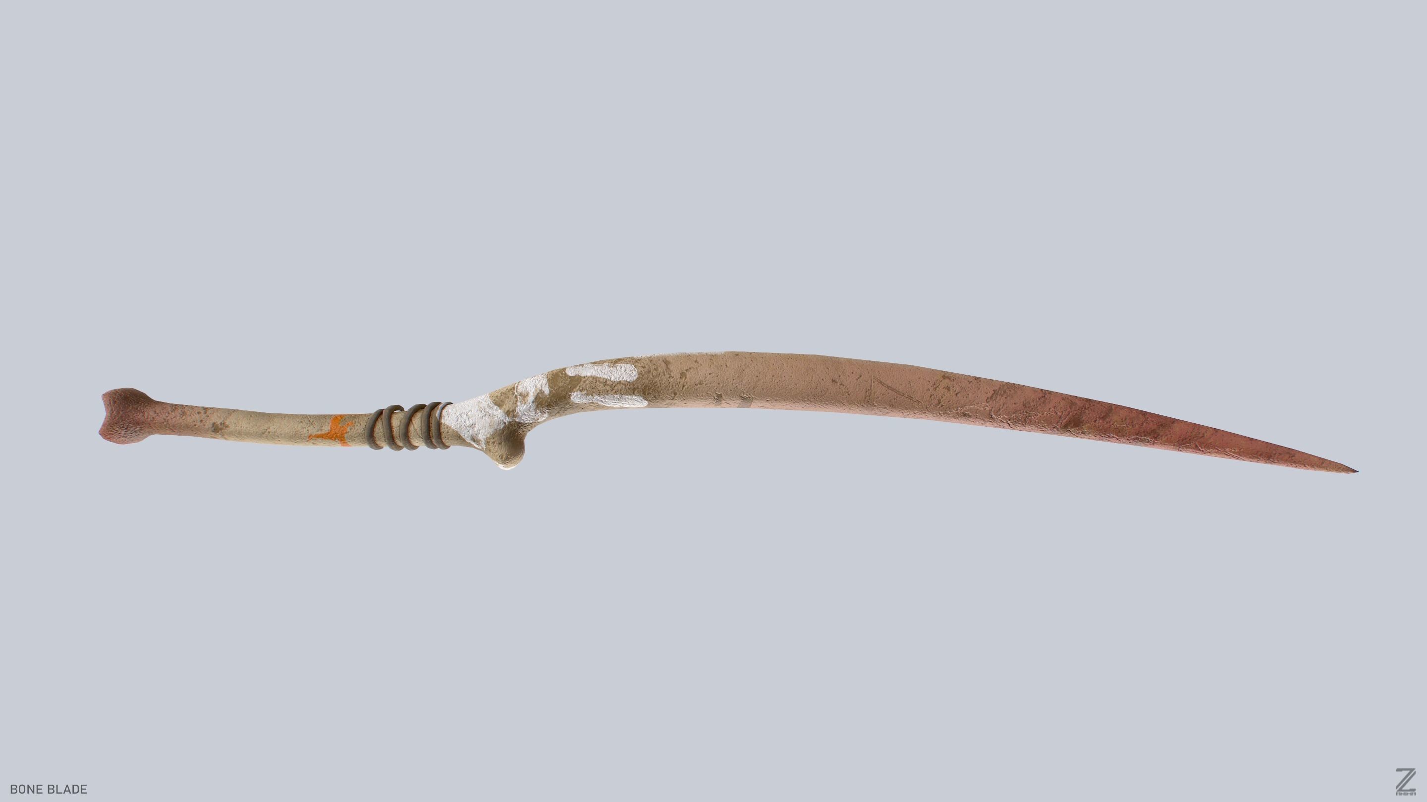Bone blade Low-poly 3D model_7