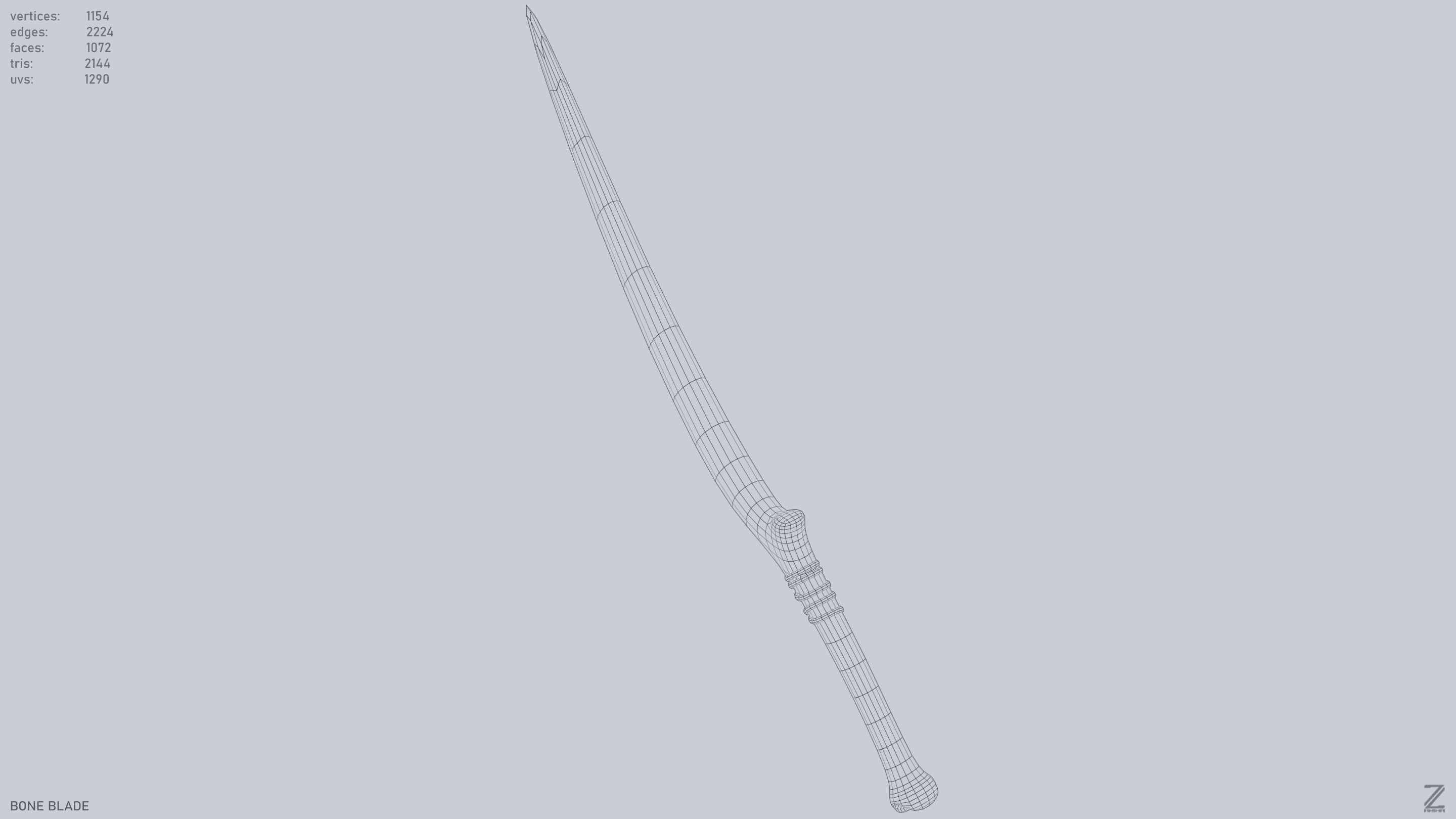 Bone blade Low-poly 3D model_14