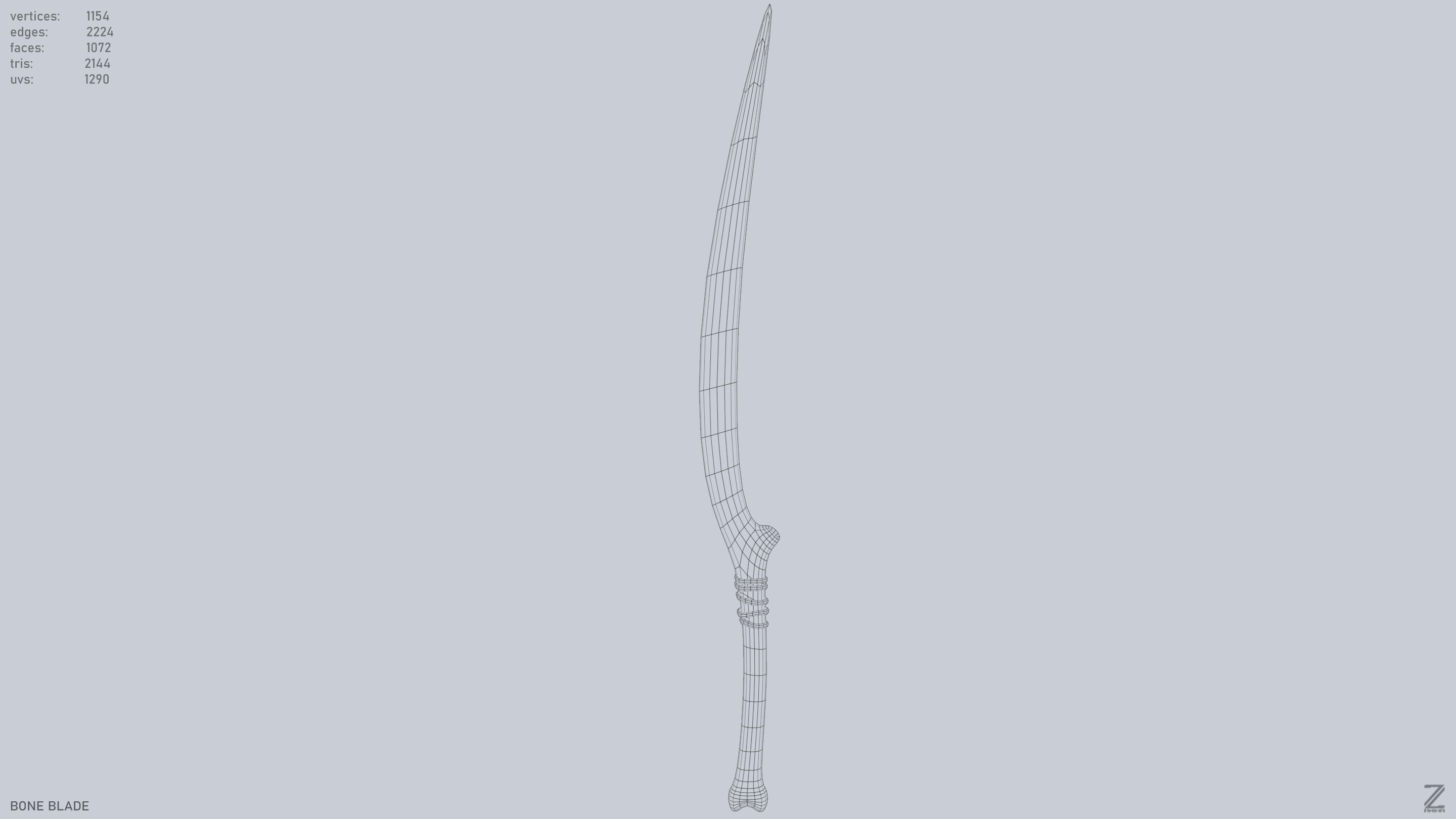 Bone blade Low-poly 3D model_10