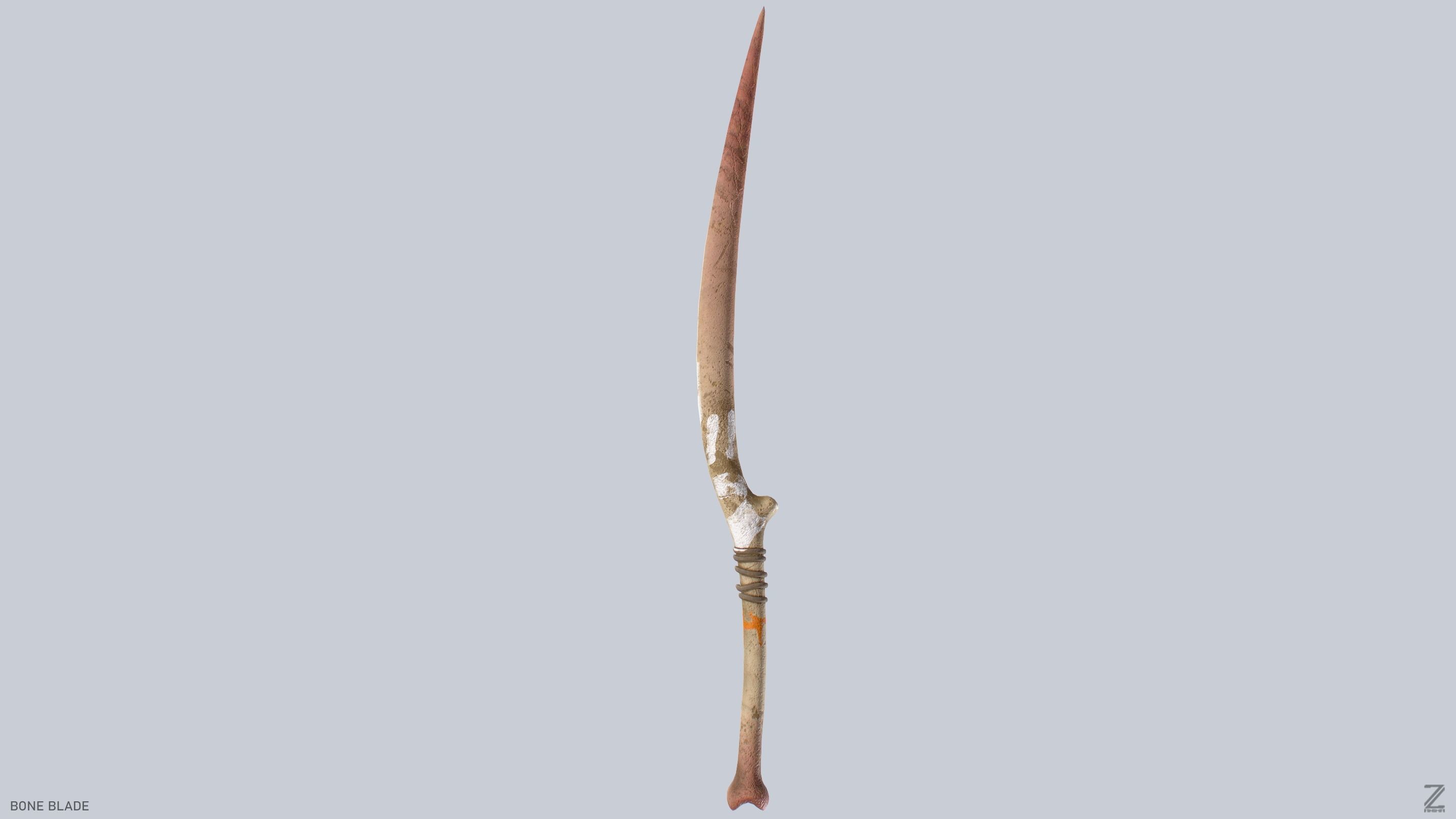 Bone blade Low-poly 3D model_5