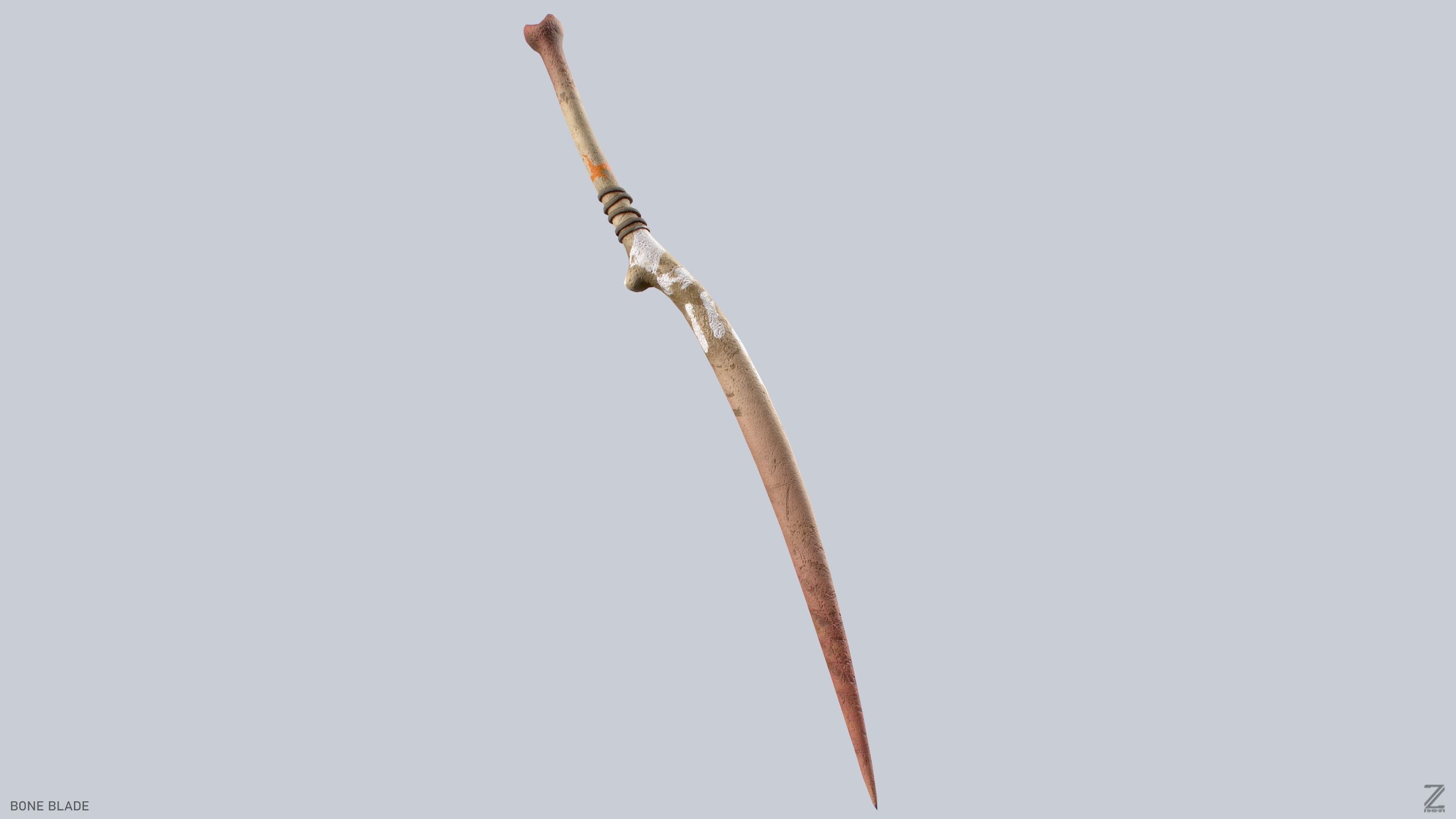 Bone blade Low-poly 3D model_8