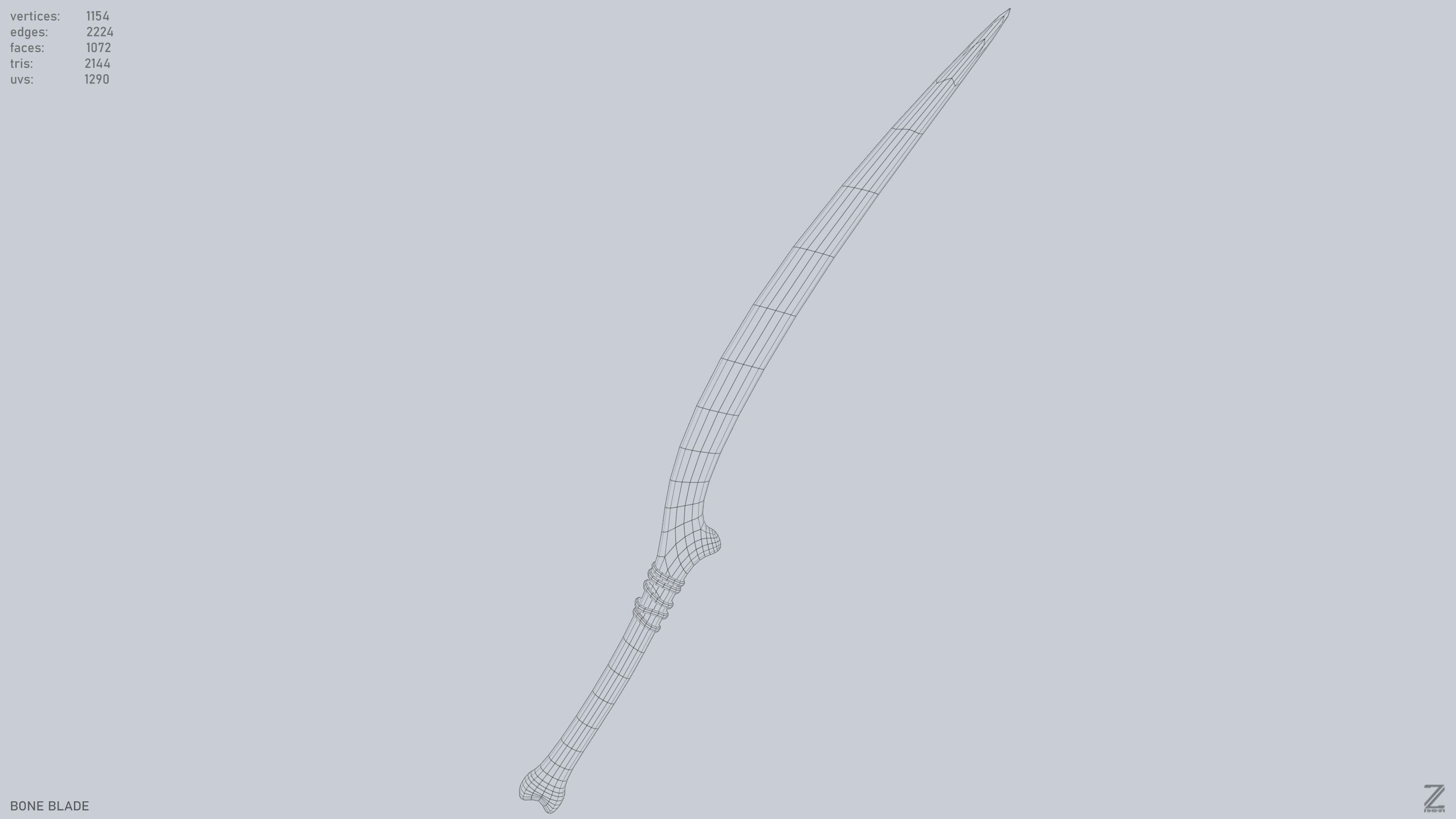 Bone blade Low-poly 3D model_12