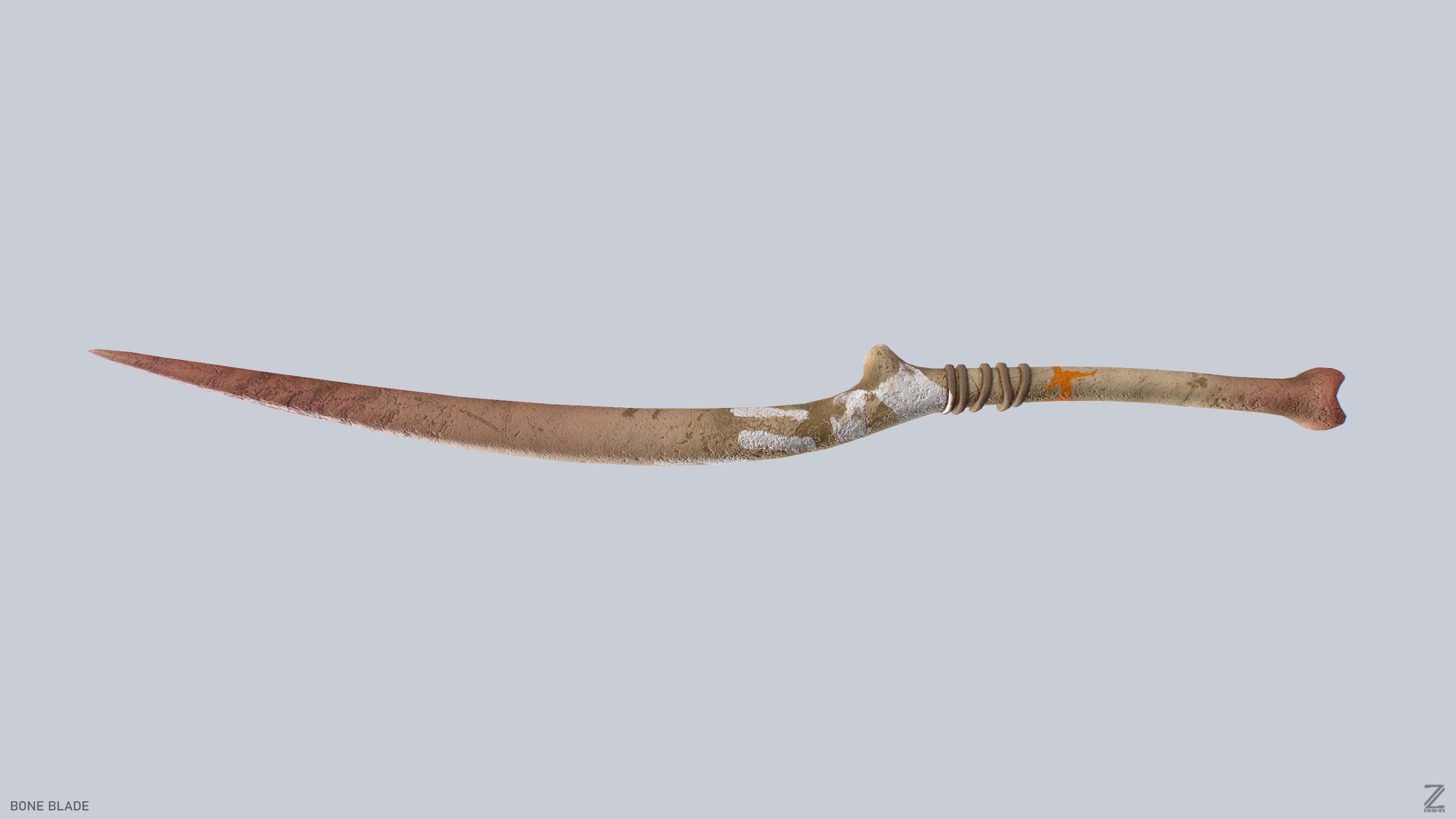 Bone blade Low-poly 3D model_2