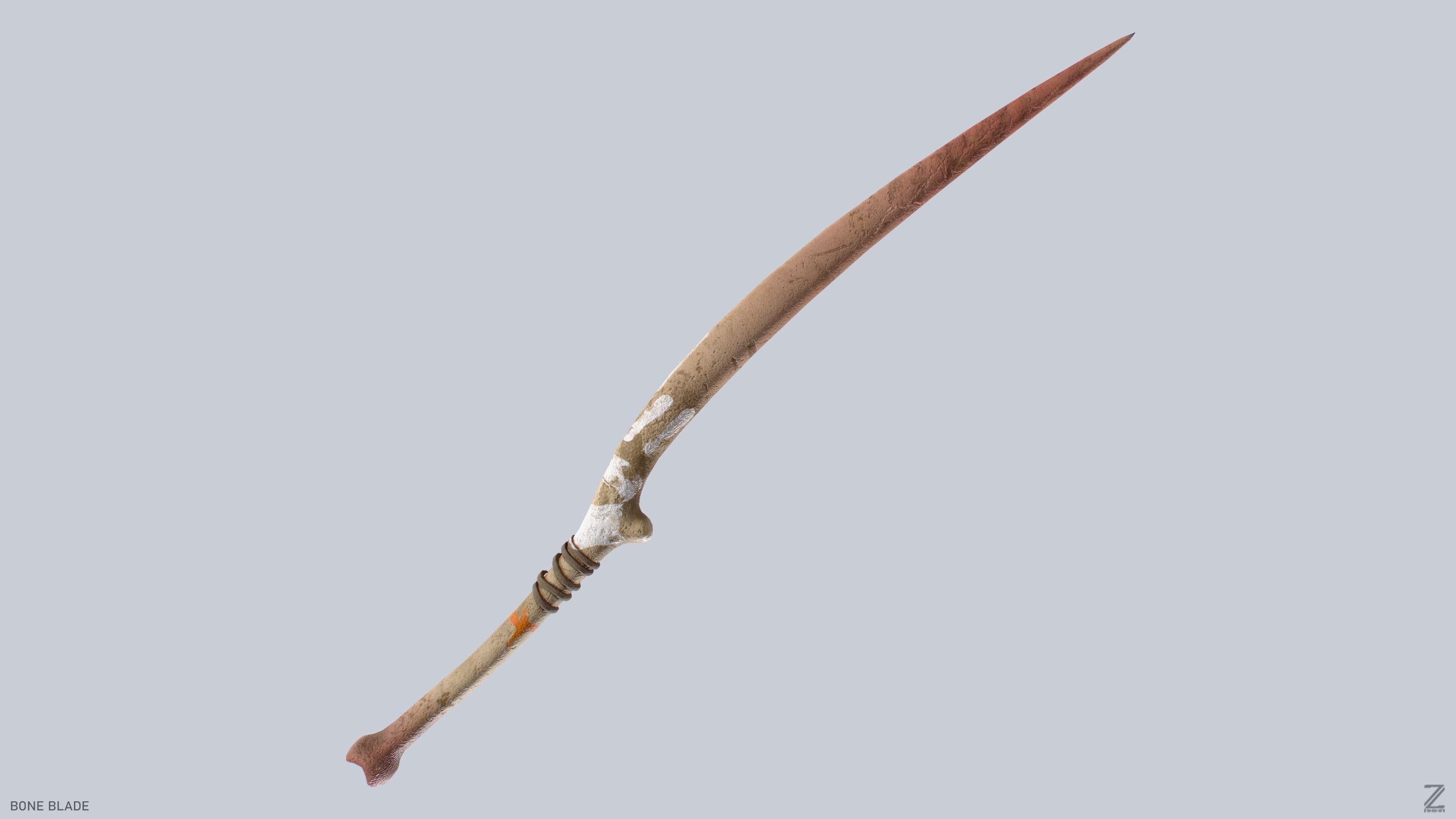 Bone blade Low-poly 3D model_6