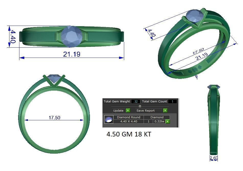 Solitaire Engagement Wedding Ring 3D print model_1