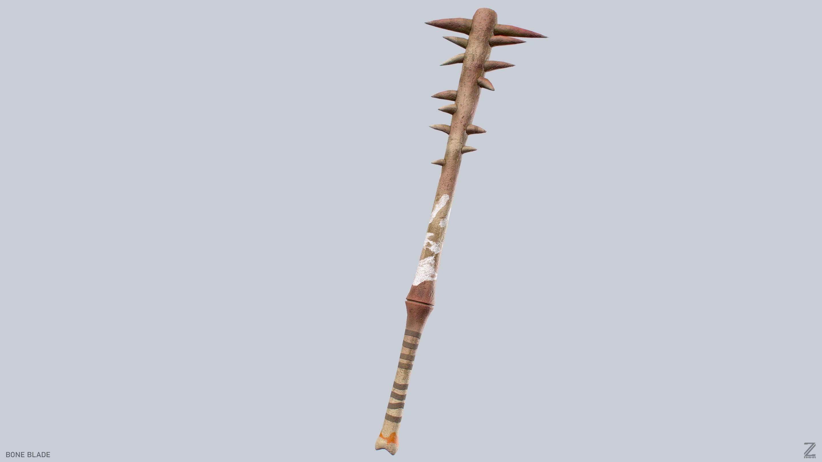 Bone blade Low-poly 3D model_9
