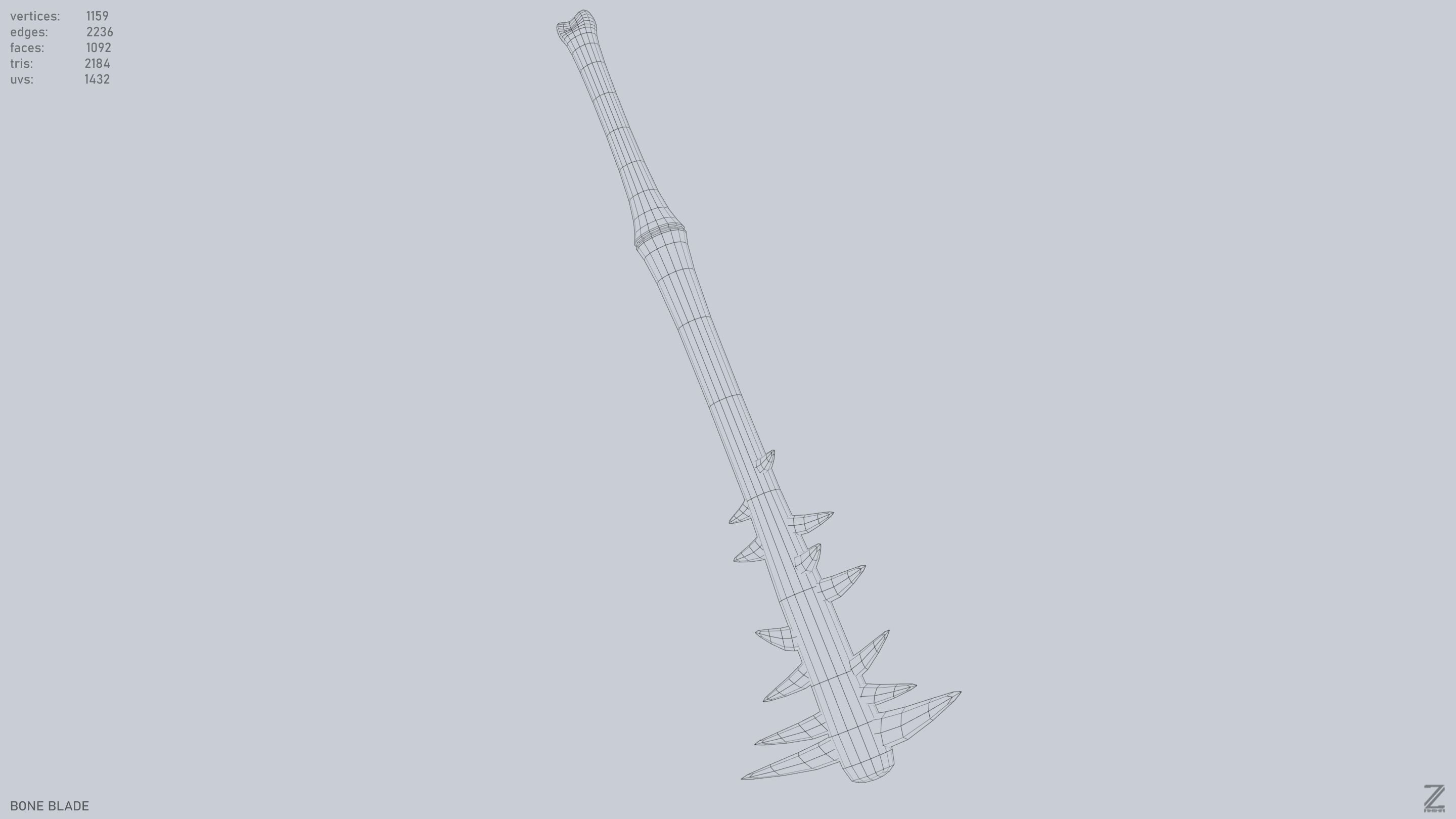 Bone blade Low-poly 3D model_13