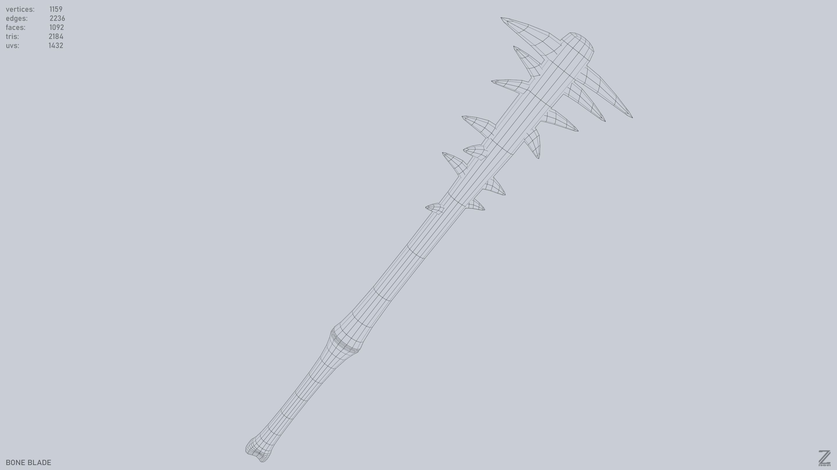 Bone blade Low-poly 3D model_15